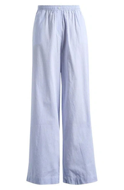 Wayf Sara Pull-on Cotton Pants In Blue-ivory Stripe