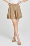 Wayf Sarah Plaid Cotton Drawstring Miniskirt In Brown