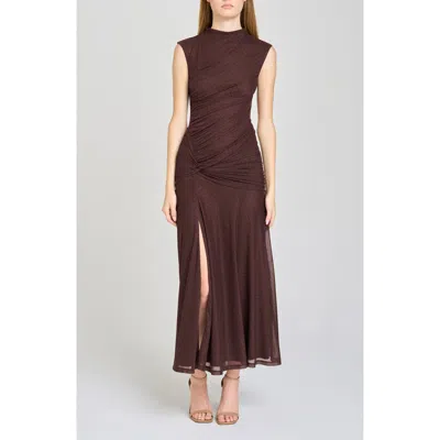 Wayf Sarielle Dot Maxi Dress In Brown