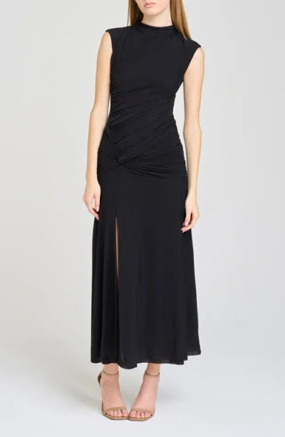 Wayf Sarielle Ruched Maxi Dress In Black