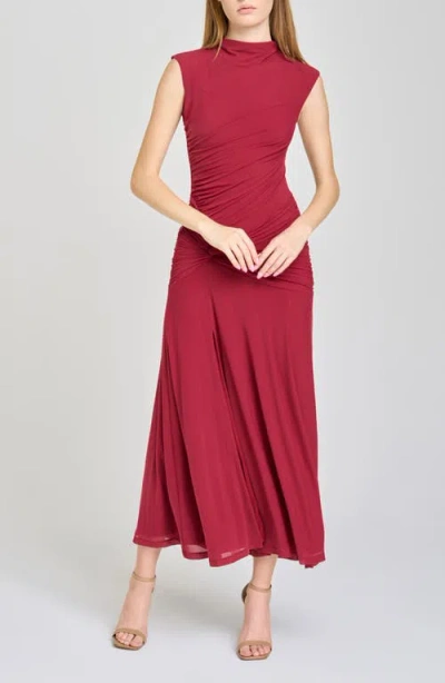 Wayf Sarielle Ruched Maxi Dress In Red