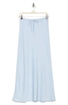Wayf Satin Bias Maxi Skirt In Baby Blue