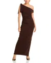 Wayf Say Less Ruched Midi Dress In Chocolate