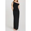 Wayf Say Less Ruched One-shoulder Maxi Dress In Black
