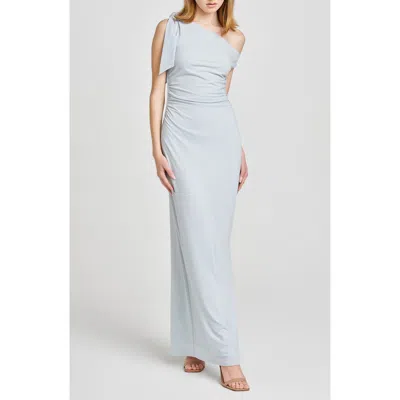 Wayf Say Less Ruched One-shoulder Maxi Dress In Blue