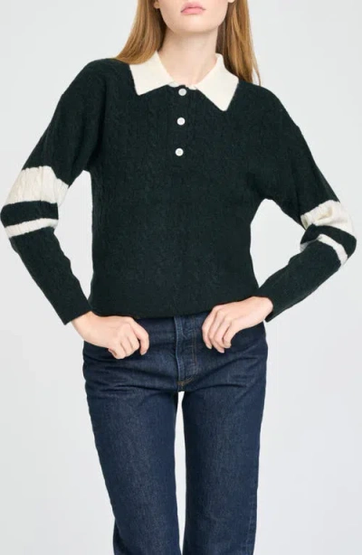 Wayf Scout Cable Knit Sweater In Green/ivory