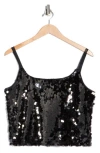 Wayf Sequin Crop Camisole In Black