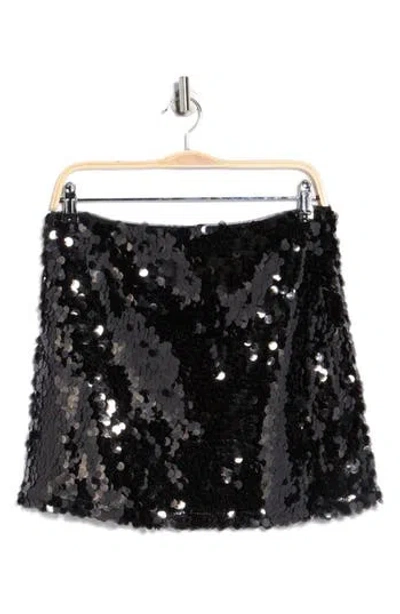 Wayf Sequin Miniskirt In Black