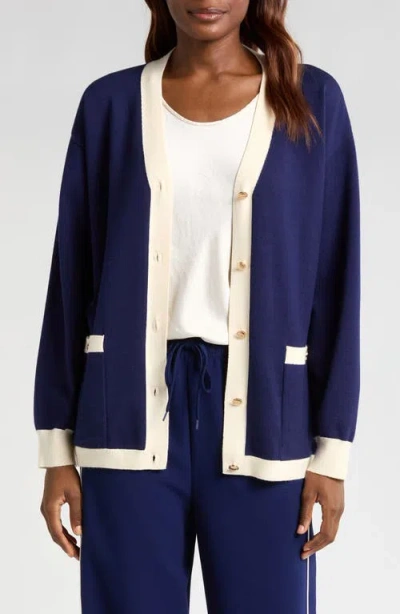 Wayf Set Sail Cardigan In Navy Cream