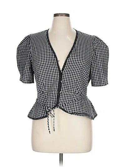 Pre-owned Wayf Short Sleeve Blouse In Black