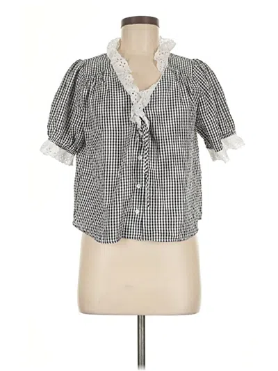 Pre-owned Wayf Short Sleeve Blouse In Black