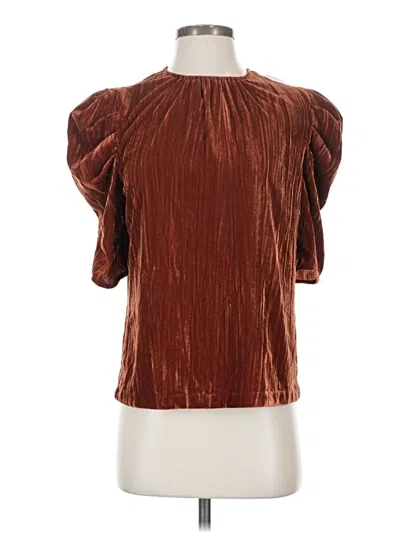 Pre-owned Wayf Short Sleeve Blouse In Brown