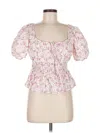 Wayf Short Sleeve Blouse In Pink