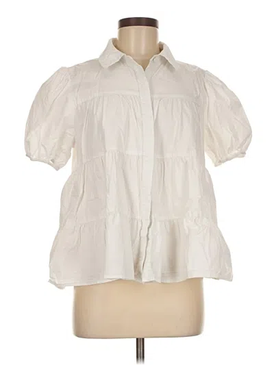Pre-owned Wayf Short Sleeve Blouse In White