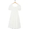 Wayf Short Sleeve Midi Dress In Ivory