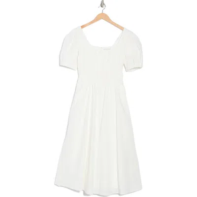 Wayf Short Sleeve Midi Dress In Ivory