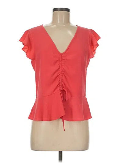 Pre-owned Wayf Short Sleeve Top Red Plunge Neckline Tops