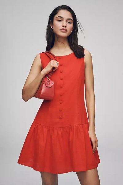 Wayf Sleeveless Button-front Mini Dress In Red