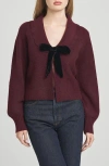 Wayf Sloane Bow Cardigan In Burgundy