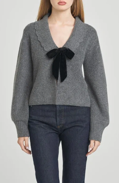 Wayf Sloane Bow Cardigan In Gray
