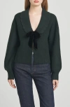 Wayf Sloane Bow Cardigan In Green
