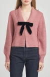 Wayf Sloane Bow Cardigan In Pink
