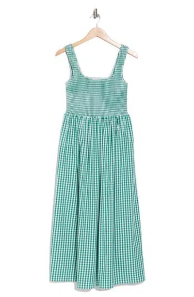 Wayf Smocked Cotton Sundress In Green
