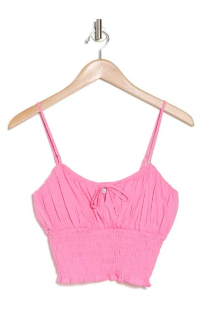 Wayf Smocked Crop Camisole In Pink
