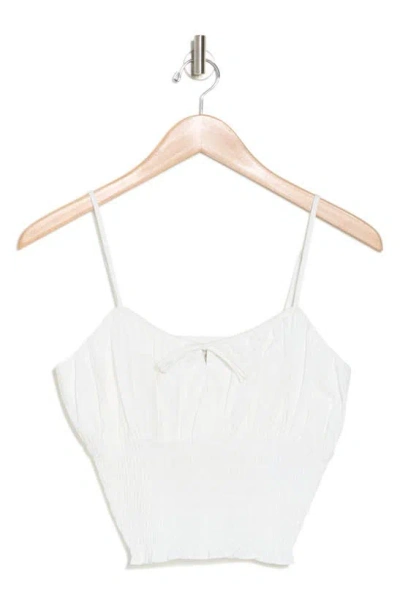 Wayf Smocked Crop Camisole In Ivory
