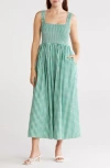 Wayf Smocked Cotton Sundress In Green