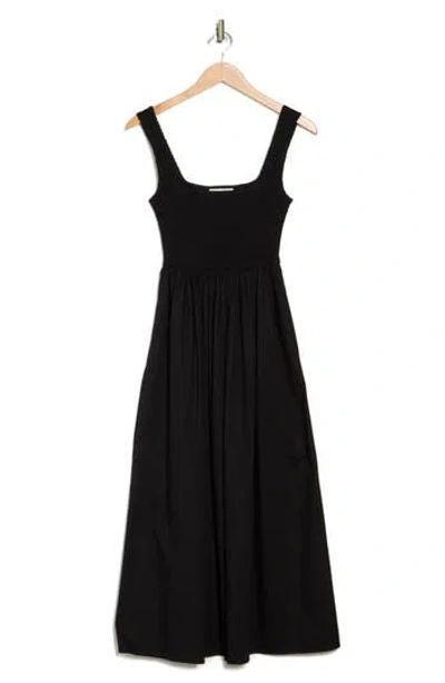 Wayf Smocked Fit & Flare Sundress In Black