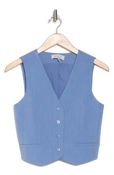 Wayf Solid Button Front Vest In Chambray Blue