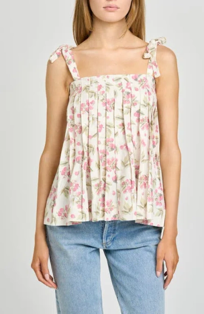 Wayf Stevie Floral Linen Blend Top In White