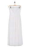 Wayf Strapless Linen Blend Midi Dress In Ivory