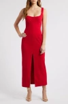 Wayf The Bravado Slit Front Maxi Dress In Red