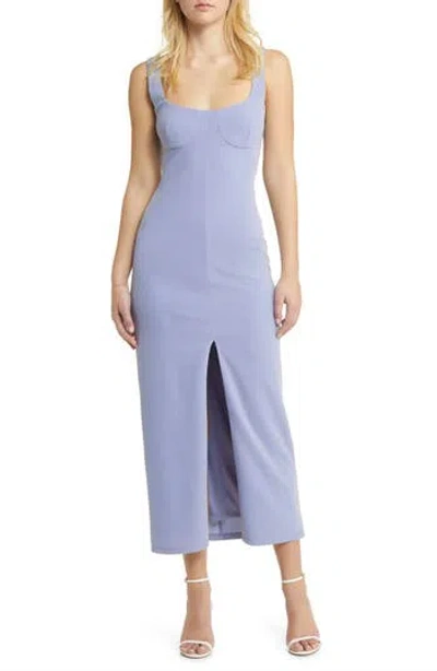 Wayf The Bravado Slit Front Maxi Dress In Dusty Blue
