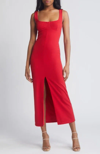 Wayf The Bravado Slit Front Maxi Dress In Red