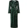 Wayf The Carrie Sequin Long Sleeve Gown In Emerald