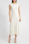 Wayf The Darla Floral Jacquard Cocktail Dress In Beige