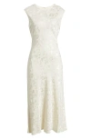 Wayf The Darla Floral Jacquard Cocktail Dress In Cream