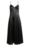 Wayf The Elodie Empire Waist Satin Gown In Black