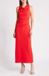 Wayf The Georgina Cowl Neck Gown In Red