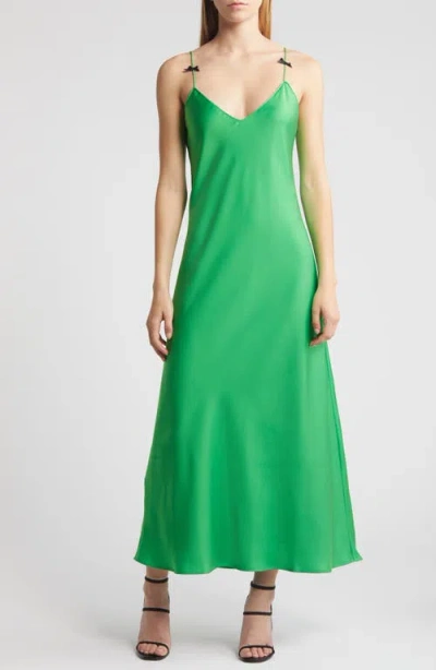 Wayf The Kelly Satin Slipdress In Green