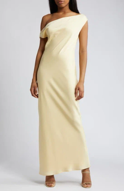 Wayf The Tanya One-shoulder Draped Maxi Dress In Yellow