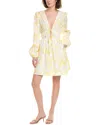 Wayf Tie-front Mini Dress In Yellow