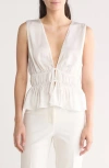 Wayf Tie Front Sleeveless Top In Ivory