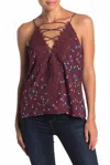Wayf Top Posie Floral Strappy Cami Top In Burgundy In White