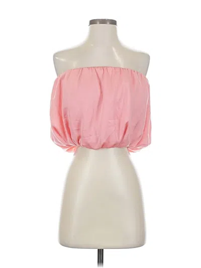 Wayf Tube Top Pink Solid Pattern Strapless Neckline Tops