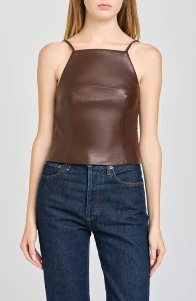 Wayf Veronica Faux Leather Camisole In Brown