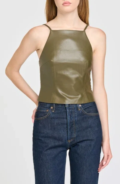 Wayf Veronica Faux Leather Camisole In Green